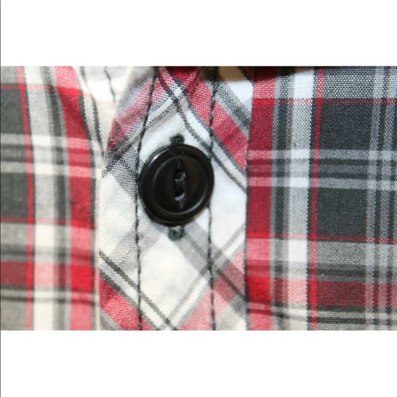 Marc Ecko Men Long Sleeve Gray Red100% Cotton Plaid Large Cowboy - Picture 11 of 13